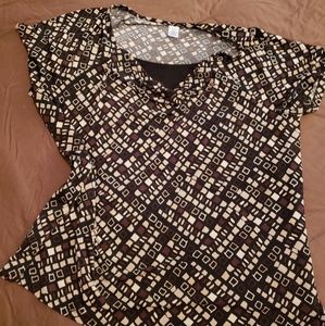 Black multi Drape neck top with solid black panel